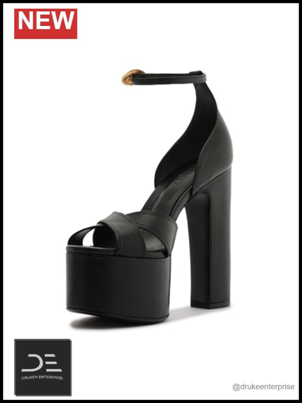 Schutz Jolene Platform Heeled Sandals Leather Block Heel Ankle Strap